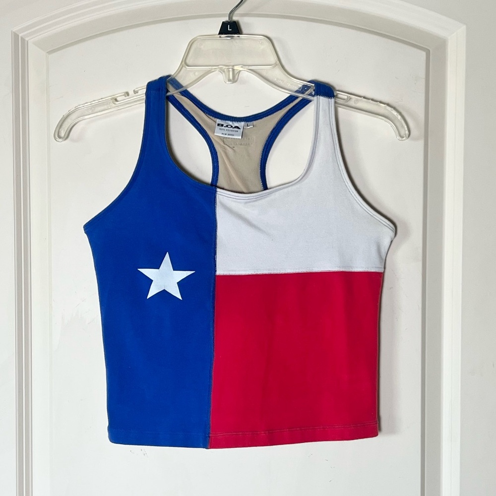 Vintage BOA Texas Flag Racerback Running Tank Top | Lone Star State Workout Crop
